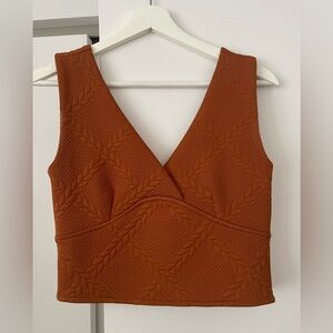 Anthropologie Rust Textured V-Neck Tank